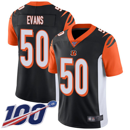 Cincinnati Bengals Limited Black Men Jordan Evans Home Jersey NFL Footballl 50 100th Season Vapor Untouchable